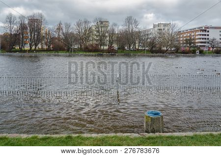Kolobrzeg, West Pomeranian / Poland - 2018: Sunken Boulevards In A Seaside Town On The Parsęta River