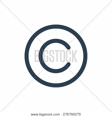 Copyright Symbol Isolated On Transparent Background. Illustration Black Icon