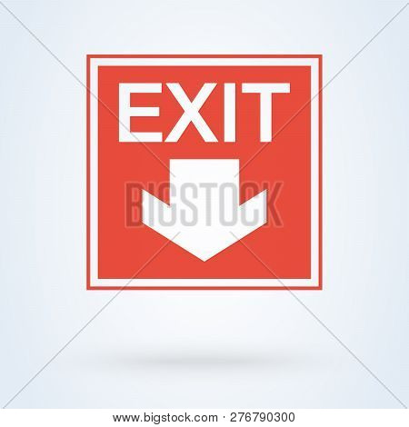 Exit Logout Icon Emergency And Arrow. Vector Red