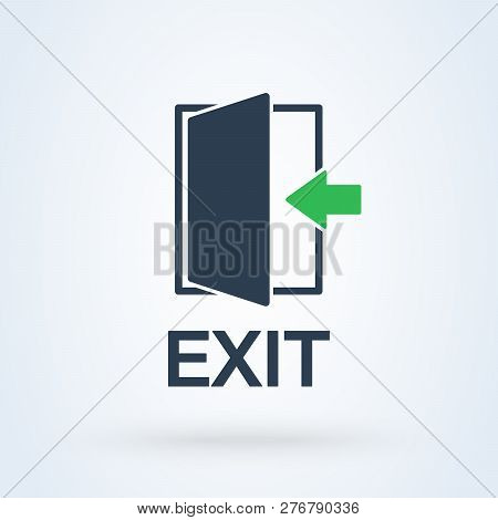 Exit Door Arrow. Logout And Emergency Icon Vector