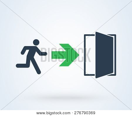 Emergency Exit Sign Vector. Illustration Symbol Green Door