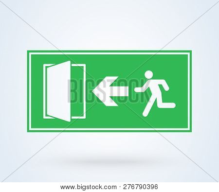 Emergency Exit Sign Vector. Illustration Symbol Green Door