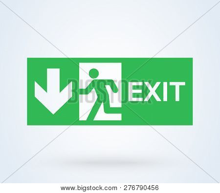 Emergency Exit Sign Vector. Illustration Symbol Green Door
