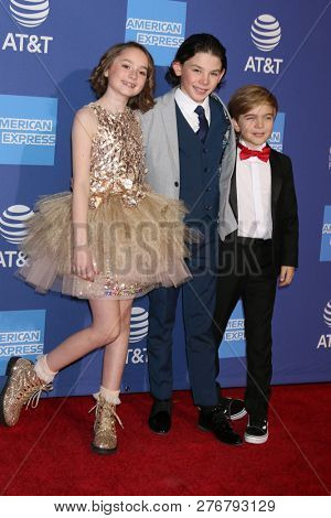 PALM SPRINGS - JAN 17:  Pixie Davies, Joel Dawson, Nathanael Saleh at the 30th Palm Springs Film Festival Awards Gala at the Palm Springs Convention Center on January 17, 2019 in Palm Springs, CA