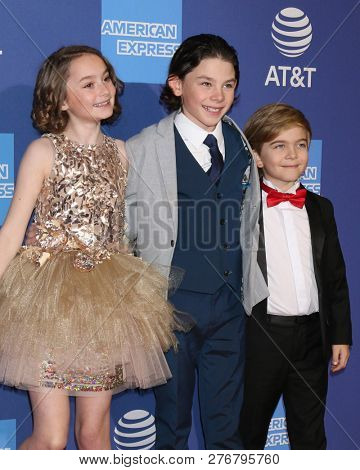 PALM SPRINGS - JAN 17:  Pixie Davies, Joel Dawson, Nathanael Saleh at the 30th Palm Springs Film Festival Awards Gala at the Palm Springs Convention Center on January 17, 2019 in Palm Springs, CA