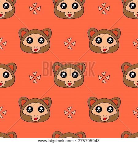 Cute Kids Monkey Pattern For Girls And Boys. Colorful Monkey, Stars On The Abstract Background Creat