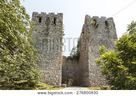 The Orthodox Monastery Manasija In Serbia From The Outside. Manasija, Also Known As Resava, Founded 