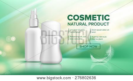 Cosmetic Bottle Product Vector. Marketing Ads. Facial Care. Beauty Bckground. Jar Blank. 3d Mockup R