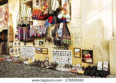 Baku, Azerbaijan - Apr 19, 2018: Architecture Of The Historic Part Of Baku Icheri Shekher , Azerbaij
