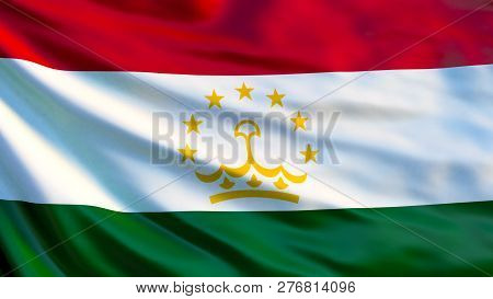 Tajikistan Flag. Waving Flag Of Tajikistan 3d Illustration. Dushanbe