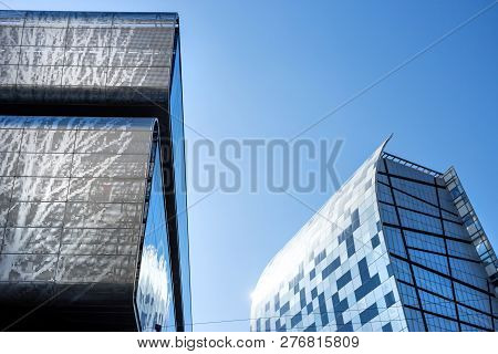 Johannesburg, South Africa, 30 November - 2018: Steel And Glass Clad Buildings In City Centre. Detai