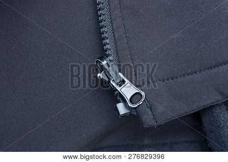 Gray Black Fabric Texture Of Clothes With Zip