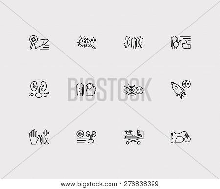 Medicine Icons Set. Anesthesiology And Medicine Icons With Andrology, Surgery, Intensive Care Medici