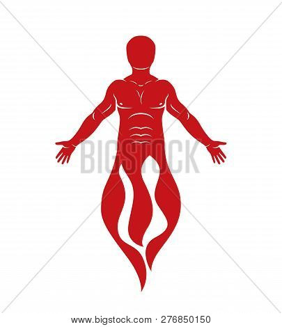 Vector Illustration Of Human Being Standing. Hephaestus Creative Metaphor.