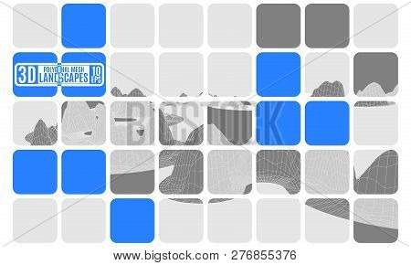 Polygonal Abstract Mountains. Mosaic Cubes New. Stock Image Vector