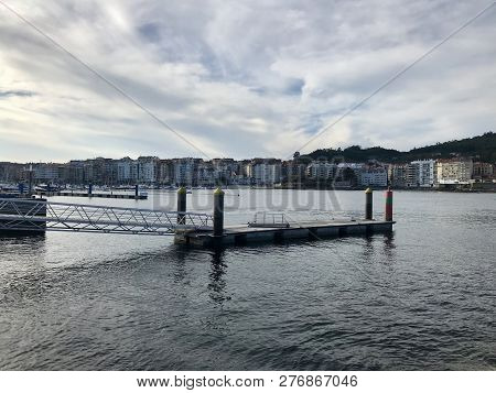 View Of The Harbour In Sanxenxo Galicia Spain