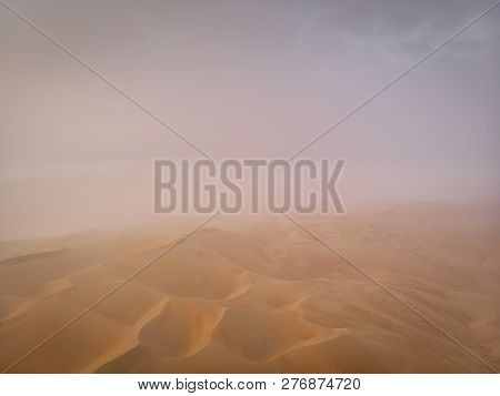 Liwa Desert, Part Of Emty Quarter Desert,  In A Fog