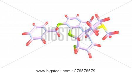 Benzylmorphine Molecular Structure Isolated On White