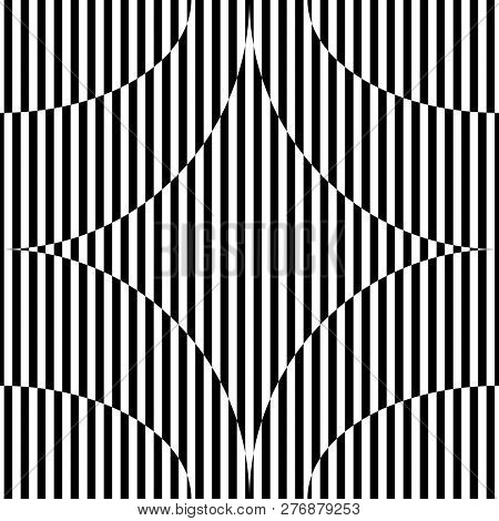Abstract Seamless Pattern With Star-like Figure, Black And White Geometric Background