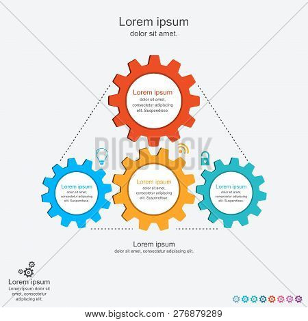 Abstract Infographics Template With Gears,business Concept Infographic,vector Illustration