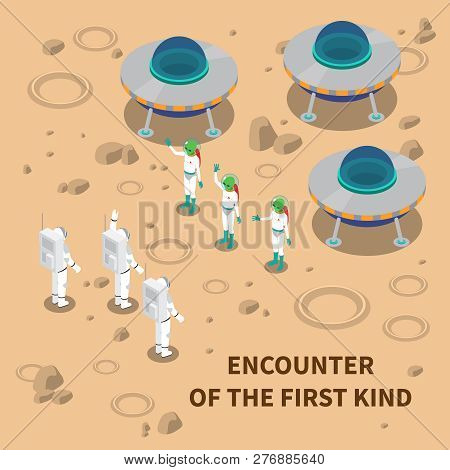 Astronaut Cosmonaut Taikonaut Isometric Composition With Editable Text And Images Of Flying Machines