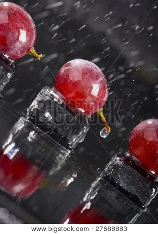雨の中でブドウ