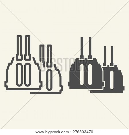 Double Barreled Gun Line And Glyph Icon. Ammunition Vector Illustration Isolated On White. Weapon Ou