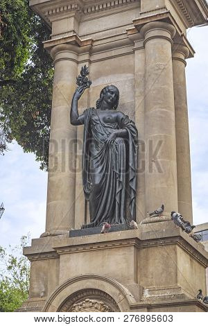 Barcelona, Spain - May 10, 2017: Sculpture Spirit Of The People By The Sculptor Jaume Otero Is One O