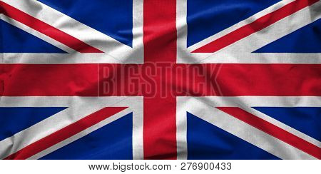 Union Jack Wide Silk Flag Of The United Kingdom Of Great Britain And Northern Ireland Blowing In The