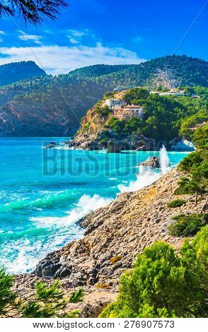 Beautiful Island Scener Of Camp De Mar On Majorca Island, Spain Mediterranean Sea