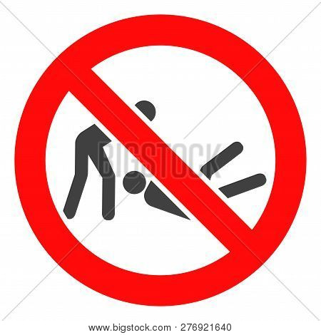 Forbidden Judo Struggle Vector Icon Symbol. Flat Pictogram Is Isolated On A White Background. Forbid