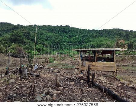 A Small Hut In The Middle Of A Farm. A Place For Farmer To Stay While Taking Their Rest