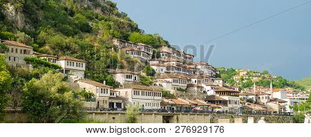 High Angle View Landscape From The Ancient Castle Of The Historic Town Of Berat In Albania
