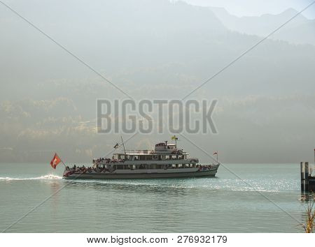 Tourist Ferry On The Lake In Brienz, Switzerland