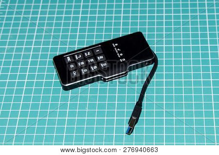 Flash Memory Card With A Code Lock To Store Hidden Information. Data Security Concept.
