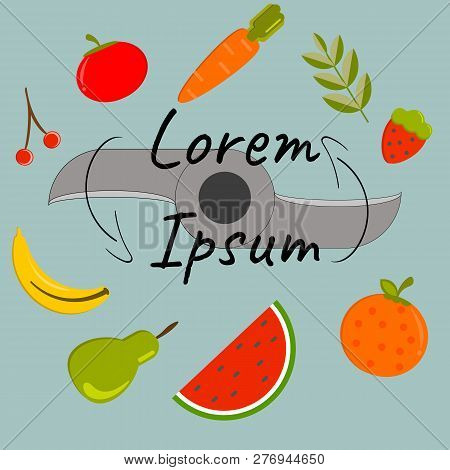 Blender Blades Fruits And Vegetables Illustration Design Vegan Vector