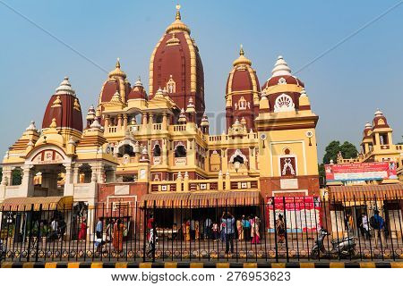 Delhi, India - November 4, 2017: View Of Laxminarayan Temple In Delhi, India