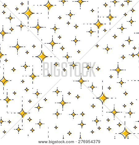 Space Seamless Background With Stars, Undiscovered Galaxy Cosmic Fantastic And Interesting Textile F