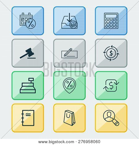 Commerce Icons Set With Auction, Microcomputer, Find Audience And Other Black Friday Elements. Isola