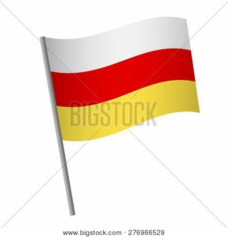 South Ossetia Flag Icon. National Flag Of South Ossetia On A Pole  Illustration.