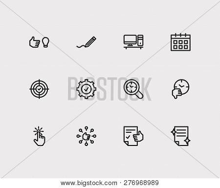 Task Icons Set. Audit Time And Task Icons With Start From Scratch, Just Do It And Perfection. Set Of
