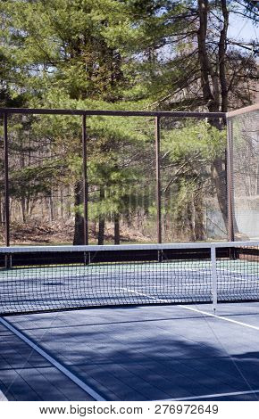 Platform Tennis Paddle Court In Woods In Suburban Setting Private Club Also Called Paddle Or Paddle 