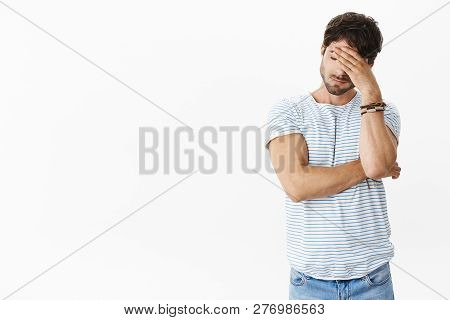 Stop I Am Tired Of Listening Lies. Portrait Of Uneasy Exhausted And Drained Handsome Young Man In St