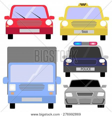 Autotransport Set Car Auto Track Police Car On A White Background