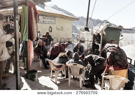 Tsomgo Lake, Gangtok, Sikkim, December 26, 2018: Tourist People Waring Warm Clothes ( Waterproof Jac