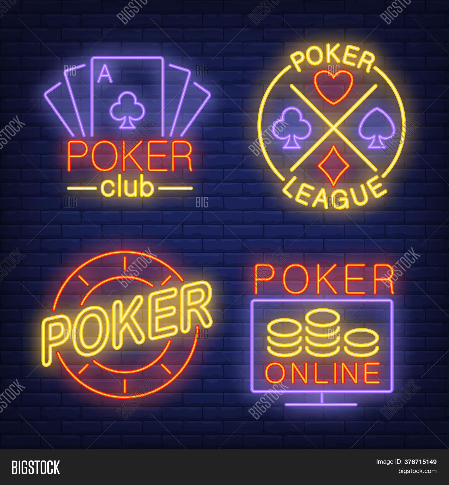 Poker Neon Signs Set Image & Photo (Free Trial) | Bigstock