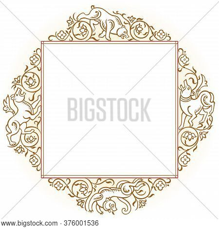 Vector Abstract Nature And Animal Vintage Border