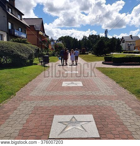 Wladyslawowo, Poland - July 12, 2020: Avenue Of Sport Stars In Wladyslawowo, Poland