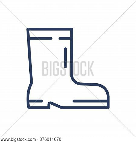 Working Boot Thin Line Icon. Foot, Rubber, Mud Isolated Outline Sign. Work Safety And Protection Con