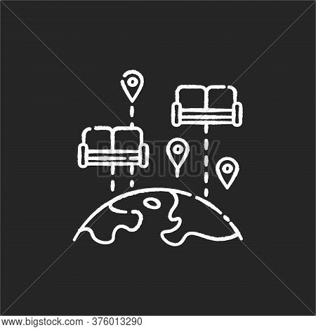 Couchsurfing Chalk White Icon On Black Background. Budget Tourism. Finding Affordable Accommodation 